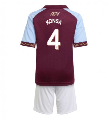 Aston Villa Ezri Konsa #4 Hemmaställ Barn 2025-26 Kortärmad (+ Korta byxor)